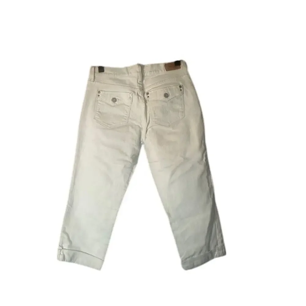 Levi’s Light Pale Blue Cotton Blend Stretch Capri Rolled Trim Jeans Women Sz 4